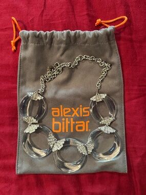 Alexis Bittar Clear Lucite Link Necklace with Crystal Embellishments